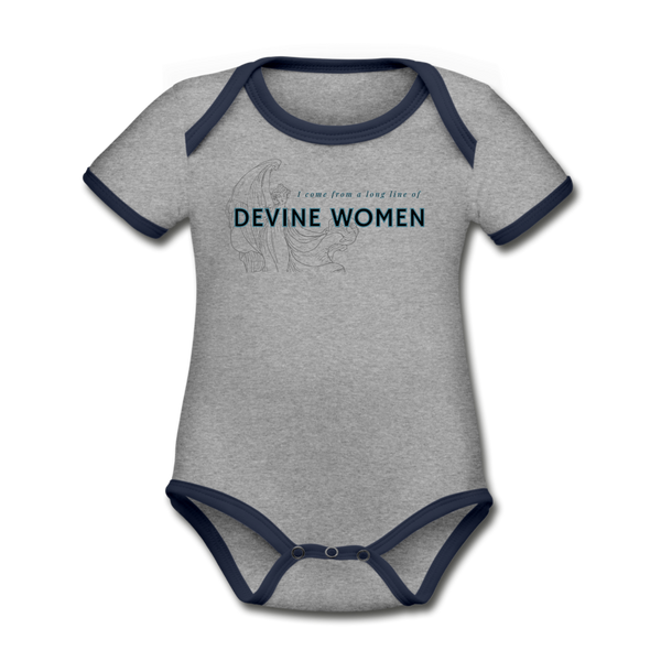 Devine women Organic Contrast Short Sleeve Baby Bodysuit - heather gray/navy