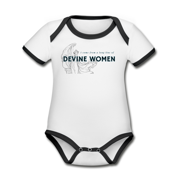 Devine women Organic Contrast Short Sleeve Baby Bodysuit - white/black