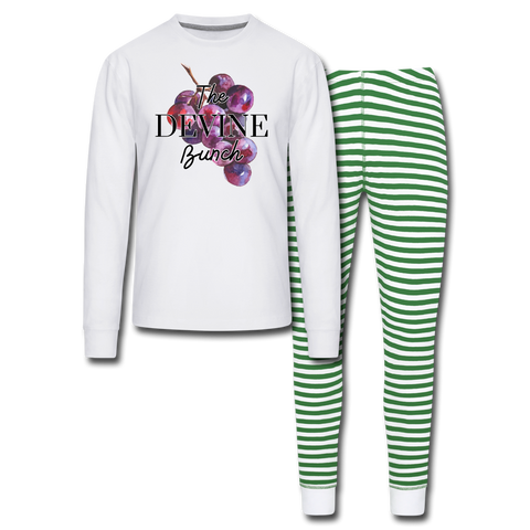 Devine Bunch Unisex Pajama Set - white/green stripe