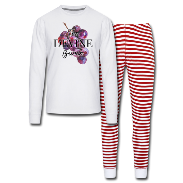 Devine Bunch Unisex Pajama Set - white/red stripe