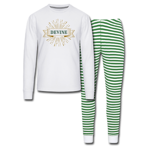 Devine Unisex Pajama Set - white/green stripe
