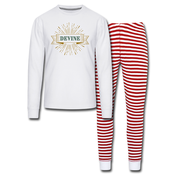 Devine Unisex Pajama Set - white/red stripe