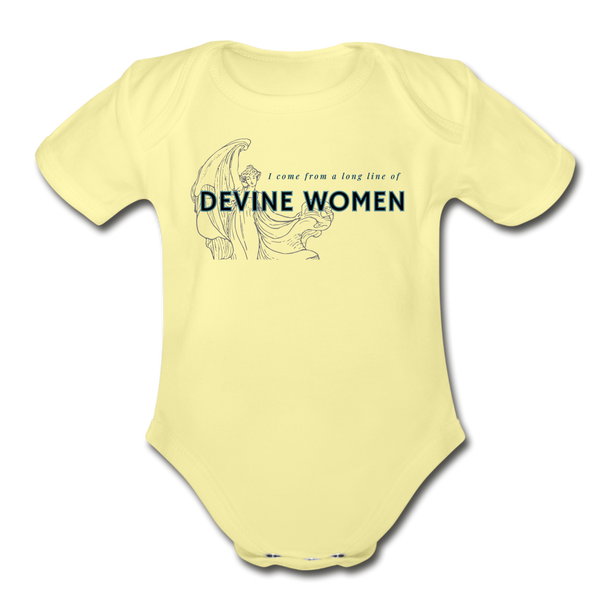 Devine women Organic Short Sleeve Baby Bodysuit - washed yellow