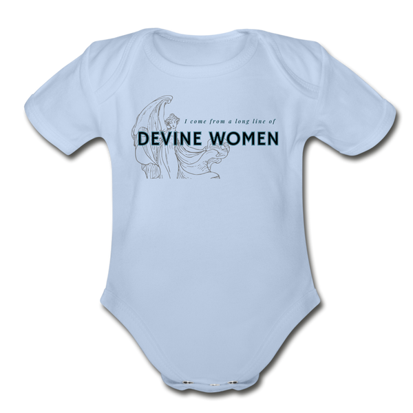 Devine women Organic Short Sleeve Baby Bodysuit - sky