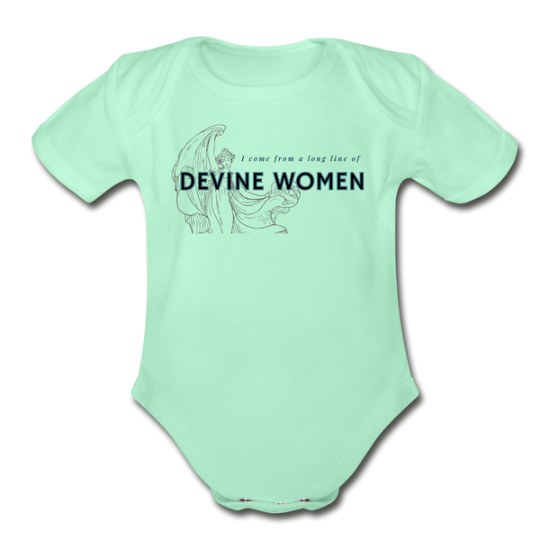 Devine women Organic Short Sleeve Baby Bodysuit - light mint