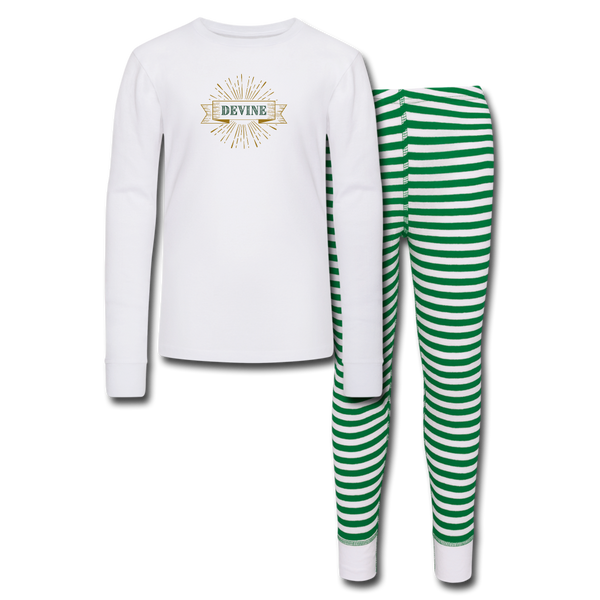 Devine Kids’ Pajama Set - white/green stripe