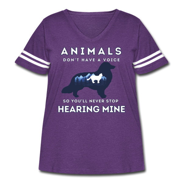 Animals Women's Curvy Vintage Sport T-Shirt - vintage purple/white